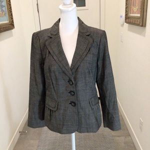 BLACK/GREY/WHITE WOVEN FABRIC BLAZER